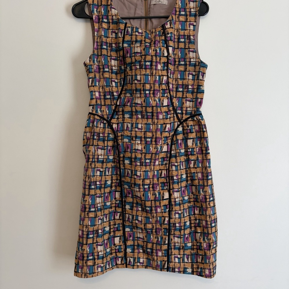 Anthropologie Darling Sleeveless Multicolored Geometric‎ Sheath Dress Medium